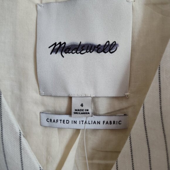Ladies SZ 4 Madewell Ivory Pinstripe Cutaway Vest - Picture 3 of 3